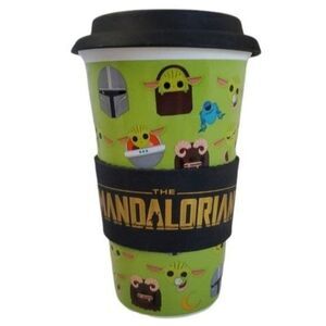Mandalorian Cup Mug Ceramic Travel Tumbler Grogu Baby Yoda Star Wars 12 FL OZ